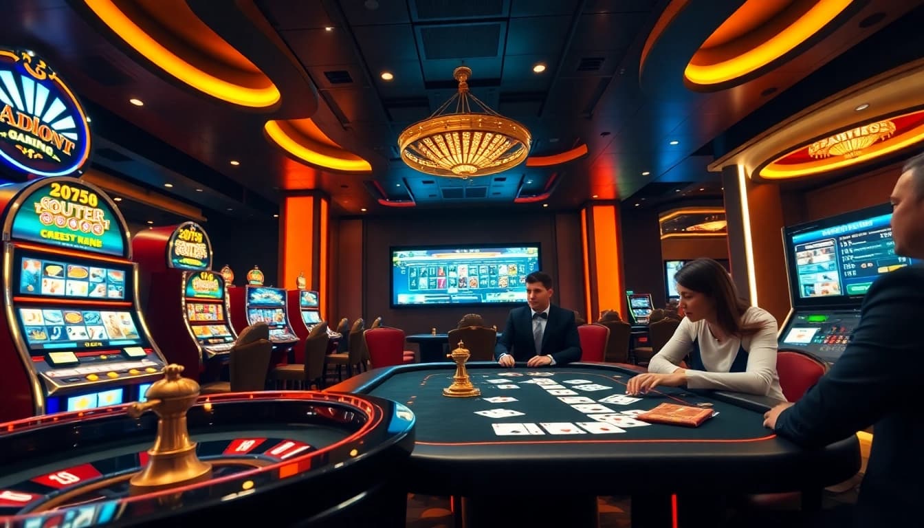 Exciting gambling scene at xx88 casino with roulette wheel and poker table.