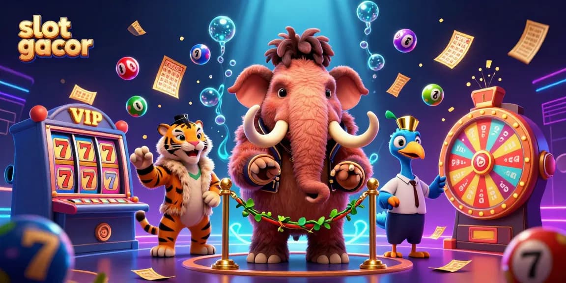 Experience the thrilling atmosphere of slot gacor with a busy casino scene featuring dynamic game elements.