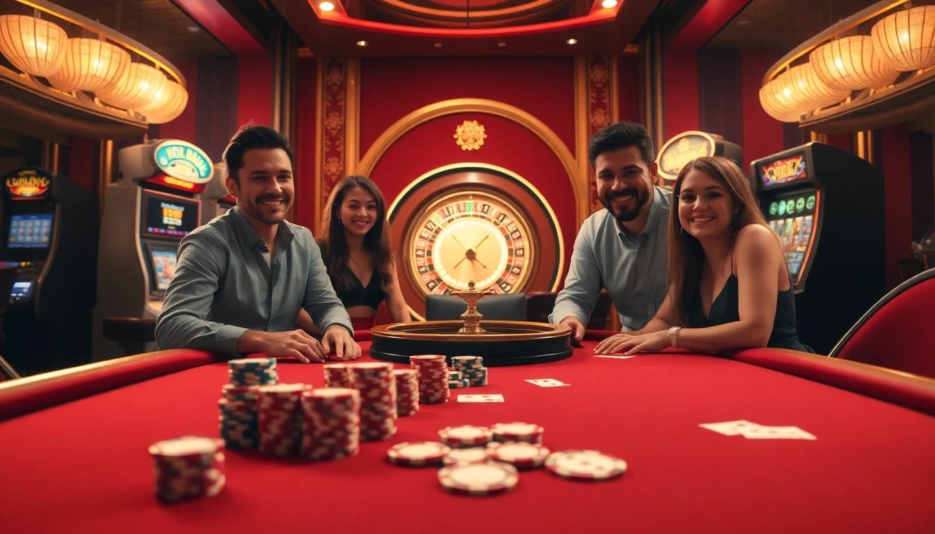 Experience thrilling gameplay at a luxurious casino featuring 88xx poker tables and roulette.