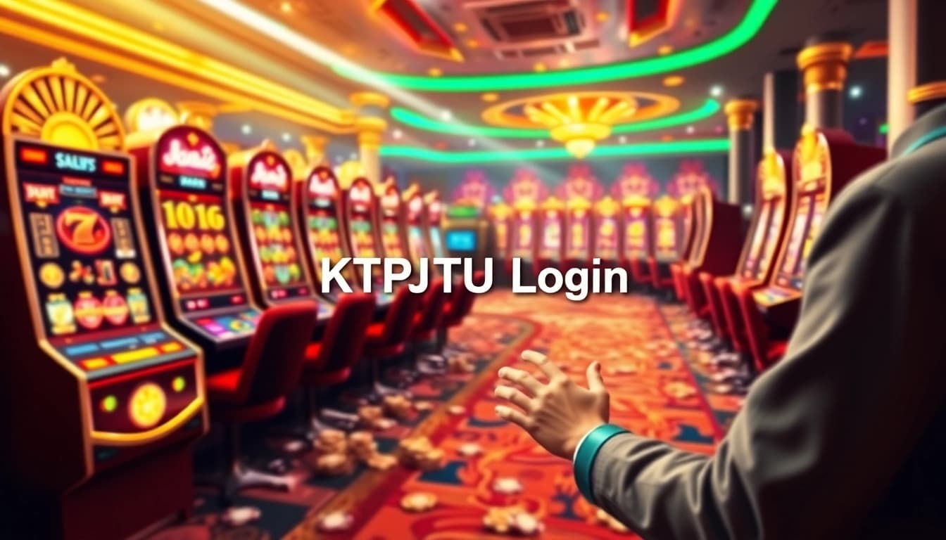 KTPJITU login interface featuring vibrant slot machines and dynamic graphics