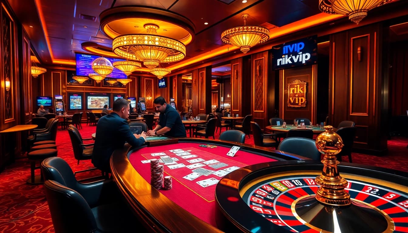 Experience the excitement of rik vip in a luxurious casino poker scene with vibrant gameplay.