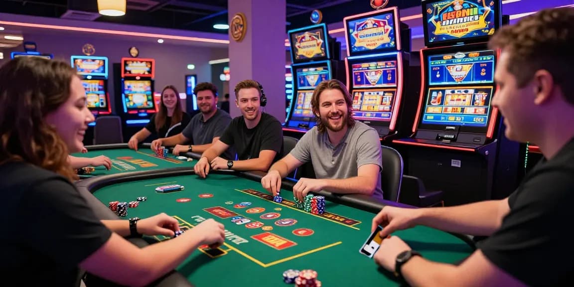 Players at casinos that accept credit cards enjoying dynamic table games and bright slot machines.