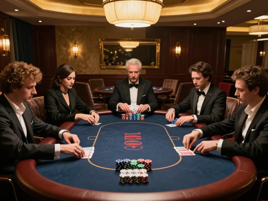 Engaged players at a poker table enjoying their game at 388bet casino venue