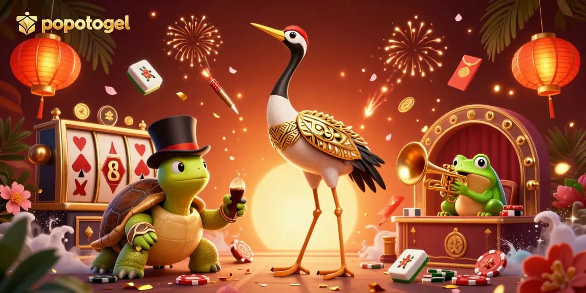 Engage with popotogel's vibrant 3D casino illustration showcasing exciting gaming elements.