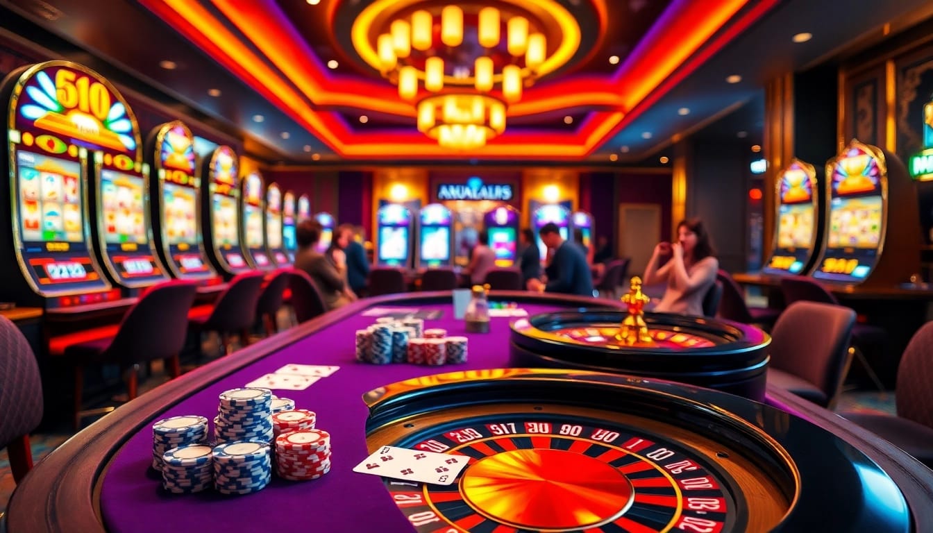 Experience the thrill of online gambling at https://777vip.tech/ with vibrant casino scenes, poker tables, and slot machines.