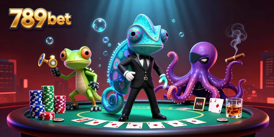 Engage in thrilling games at 789 bet with a vibrant casino scene featuring colorful poker elements.