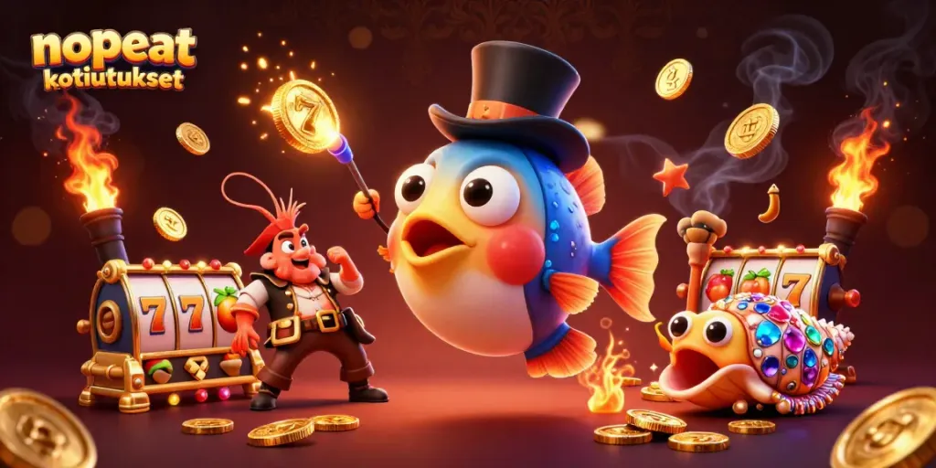 Nopeat kotiutukset casino-elementtejä houkuttelevassa 3D-illustratiossa