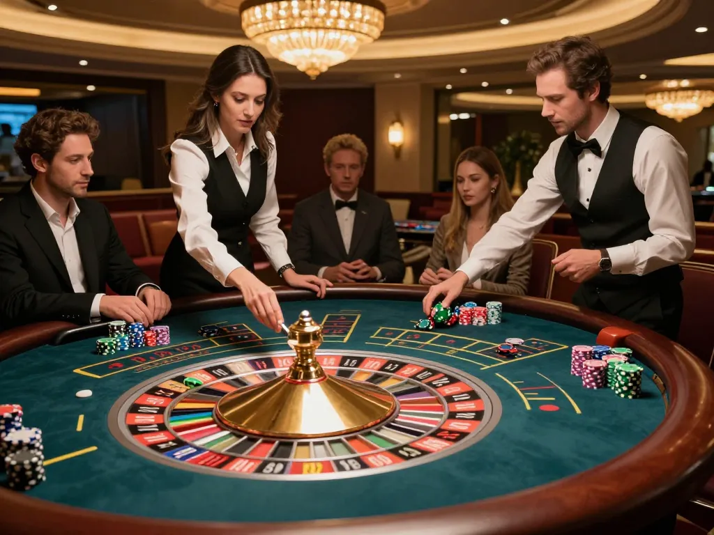 Players engage in thrilling roulette action at mb88, with vibrant chips and a spinning wheel creating excitement
