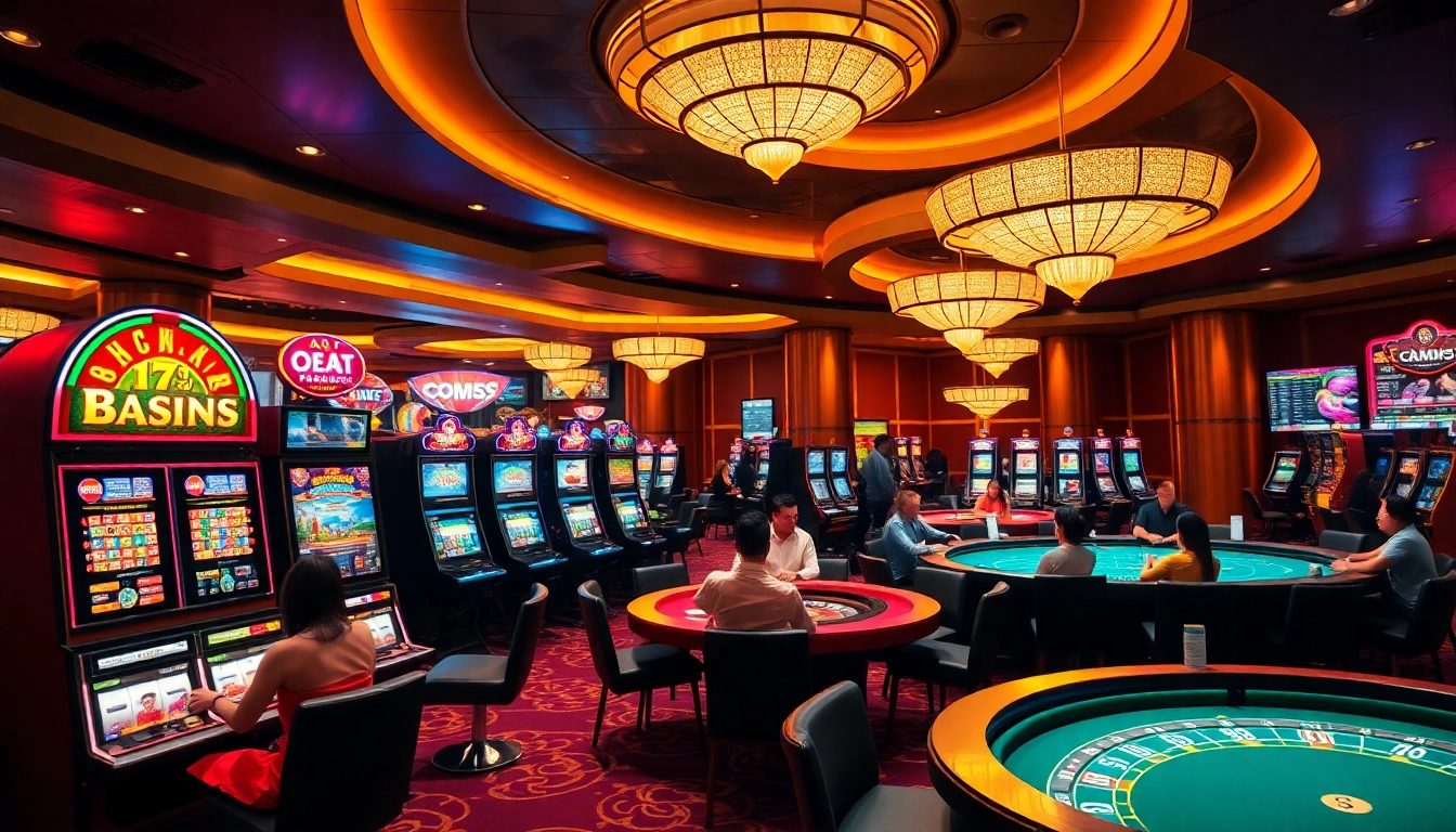 Exciting game action at m88 casino with players enjoying slots and table games.
