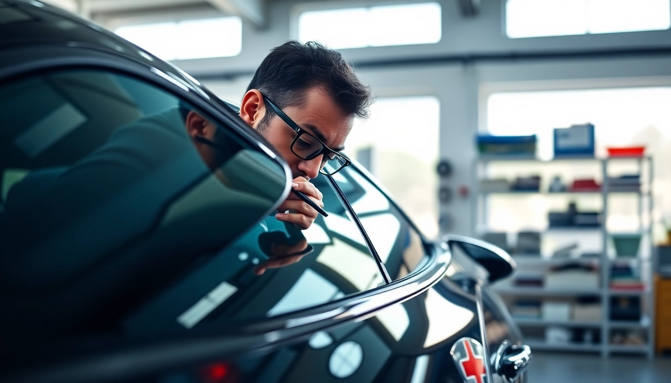 Applying ceramic window tint to a modern car for enhanced UV protection.