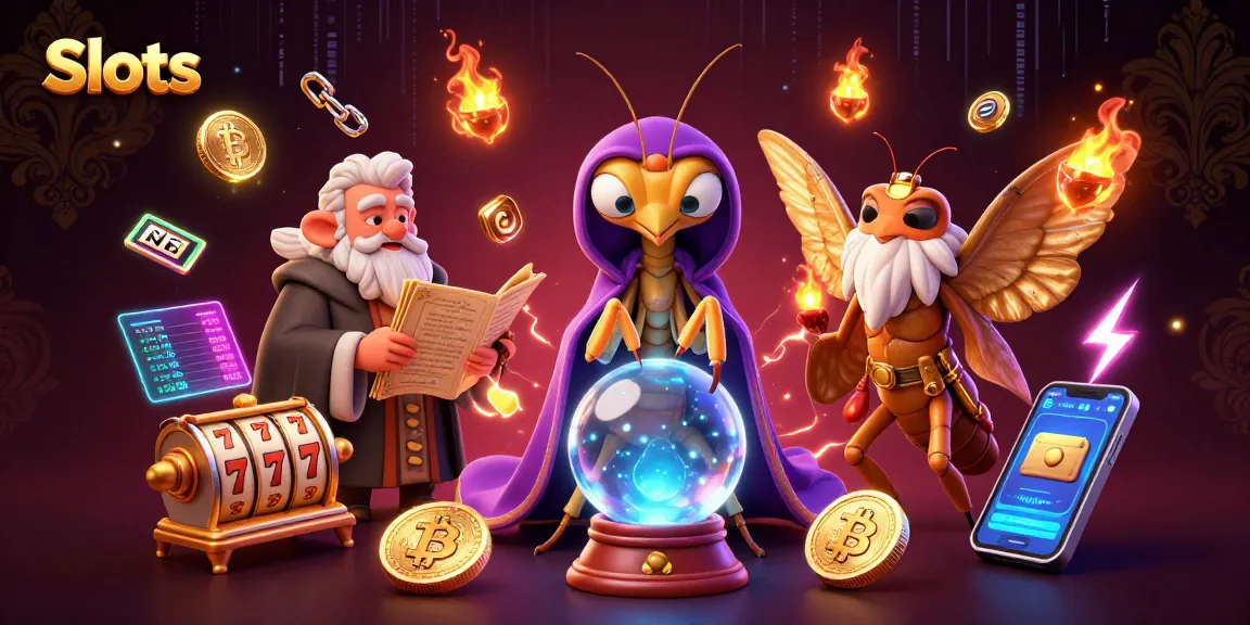 Spin Slots with excitement in this vibrant 3D illustration featuring mystical characters and jackpot elements.