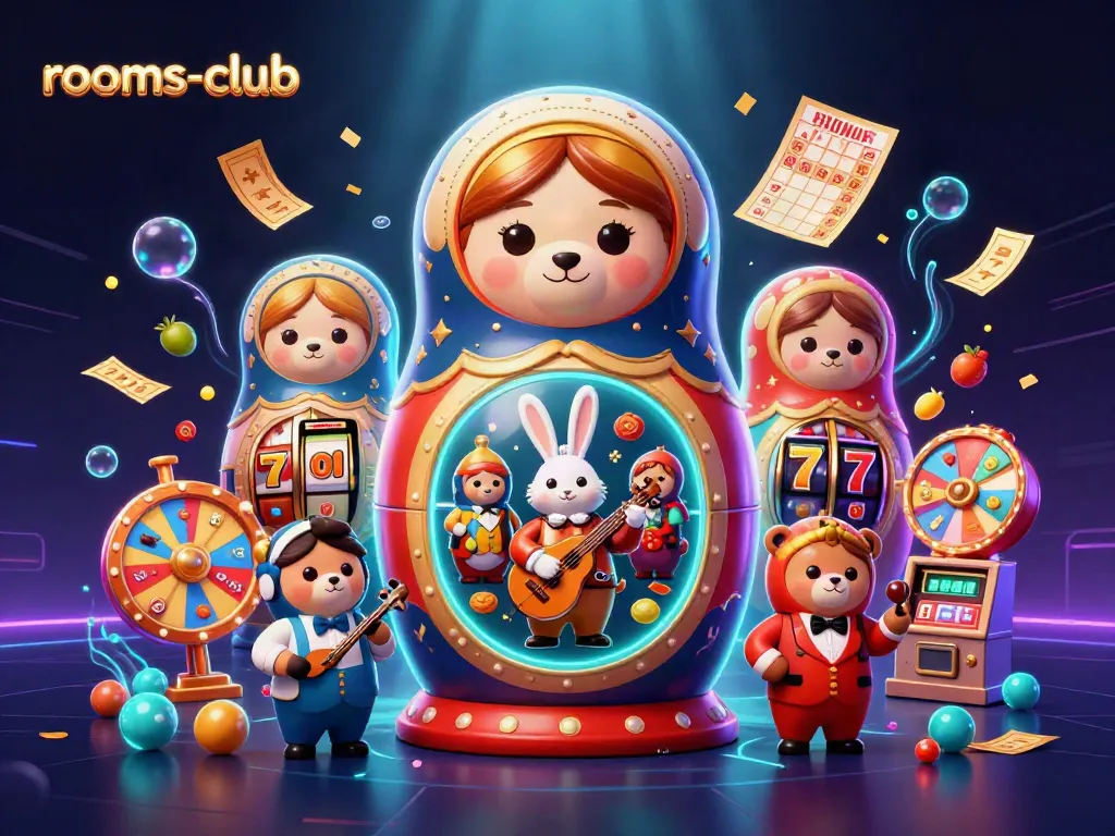 Bersenang-senang dengan permainan kasino di rooms-club dengan ilustrasi kartun 3D yang menghibur.