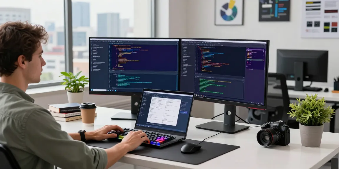 Developer coding at a modern workstation, showcasing crush ai capabilities in an inspiring tech environment.
