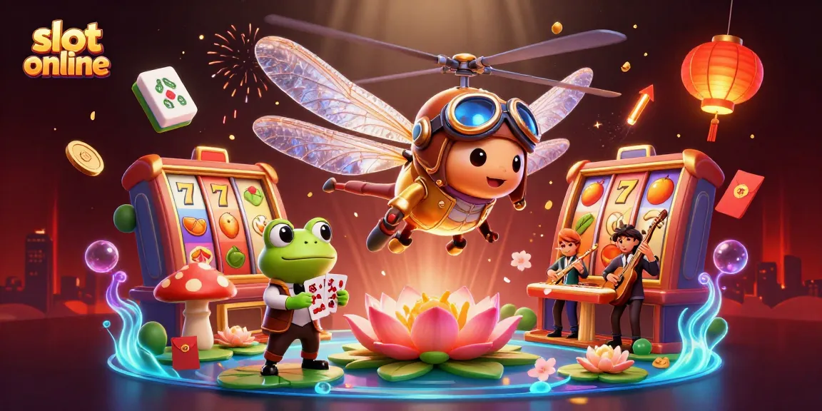 Rasakan keseruan bermain slot online dengan ilustrasi kasino 3D yang menampilkan karakter menarik dan elemen permainan yang ceria.