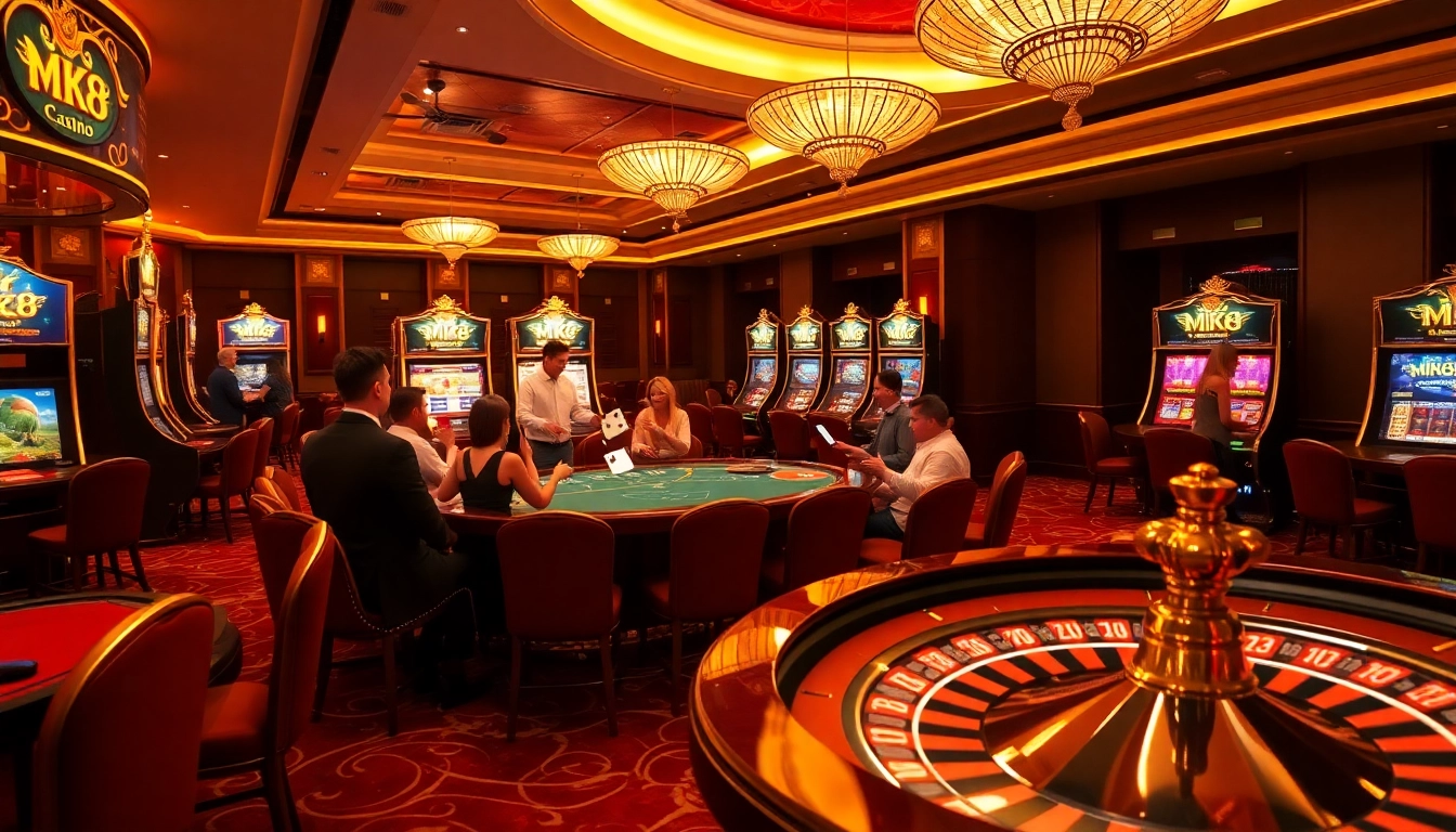Engaging MK8 players enjoying high-stakes gambling at a luxurious casino table.