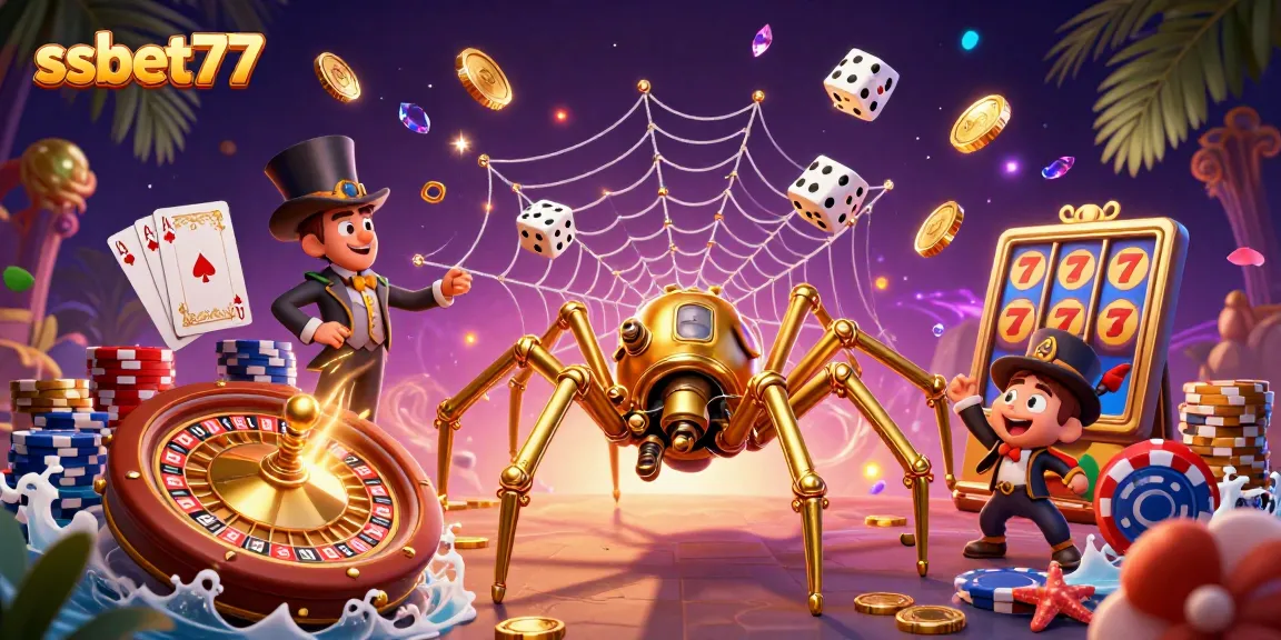 Experience innovative play at ssbet77 with a steampunk spider and exciting casino elements.