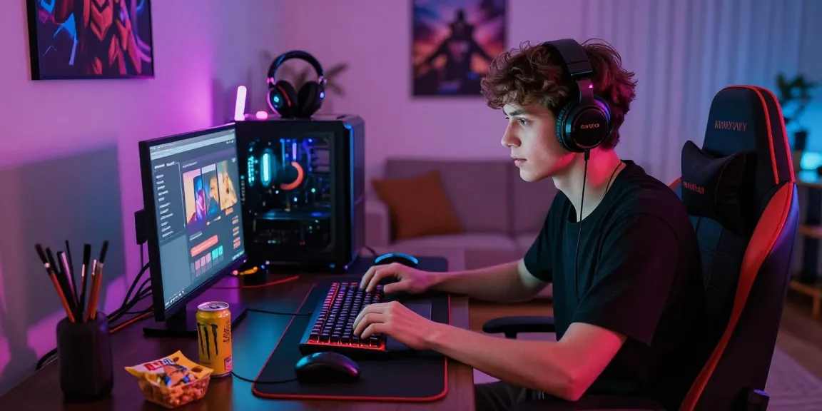 Engaging in Raja Game login amidst a vibrant gaming setup, reflecting excitement and connectivity.