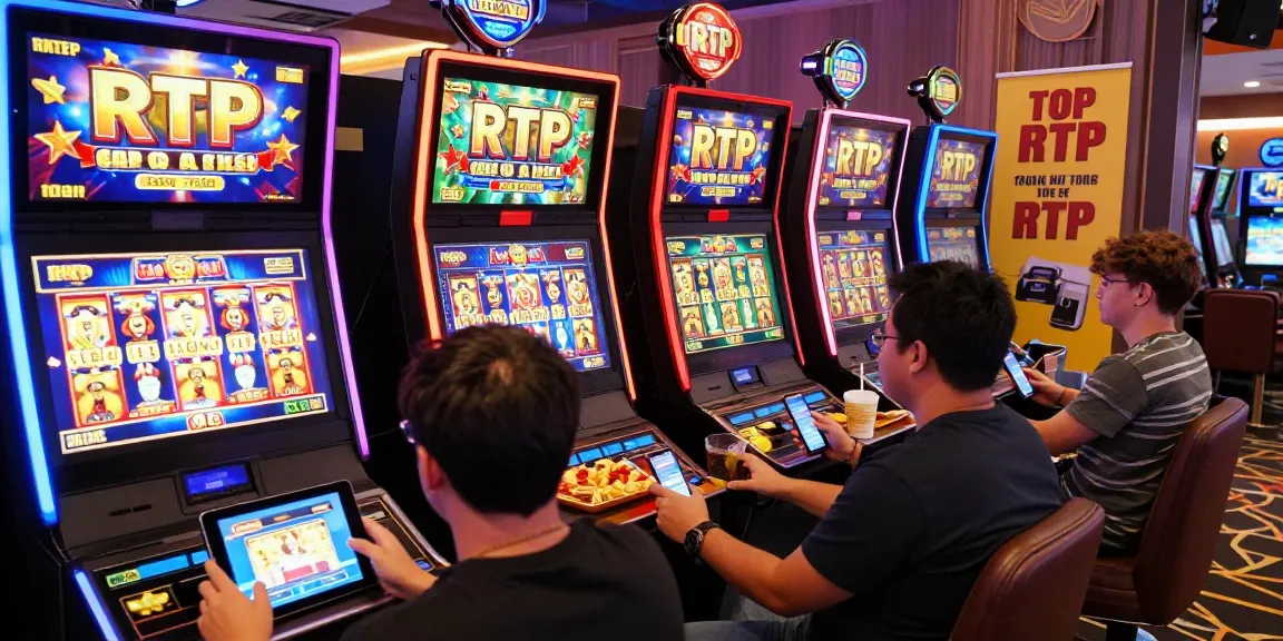 Pemain menikmati slot gacor dengan RTP tinggi dalam suasana kasino online yang ceria.