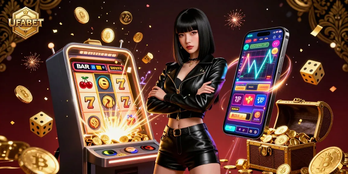 Engage with thrilling betting action at UFABET featuring an Asian woman in a dynamic 3D casino scene, enriched with jackpots and crypto visuals.