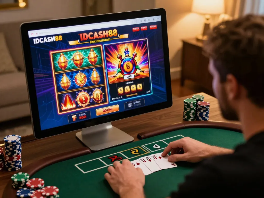 Players engaging with IDCASH88 online slot games showcasing vibrant graphics and strategic gameplay.