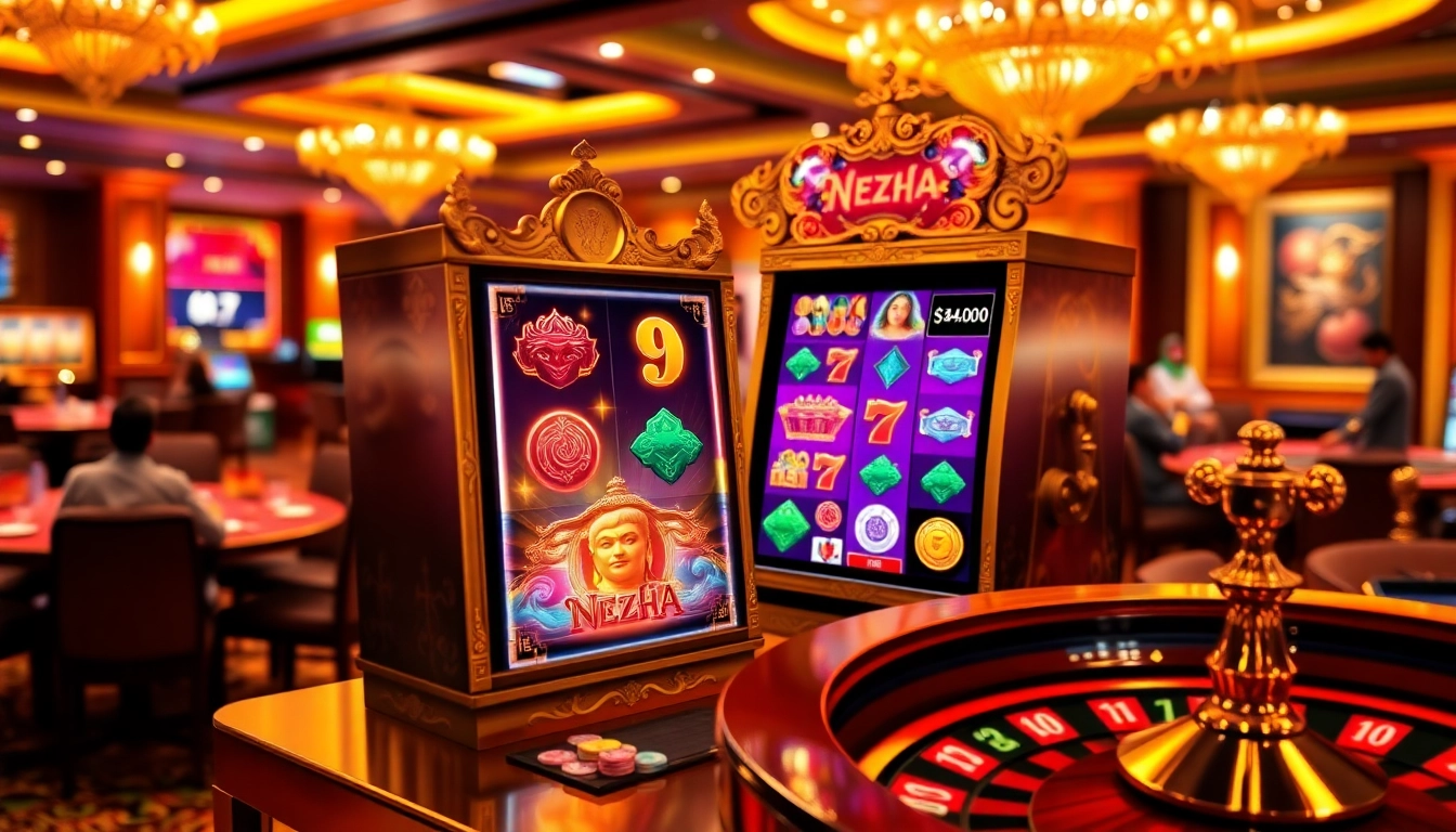 Activate สล็อต Nezha ภาพสวย reels at a vibrant casino featuring rich colors and dynamic gameplay.