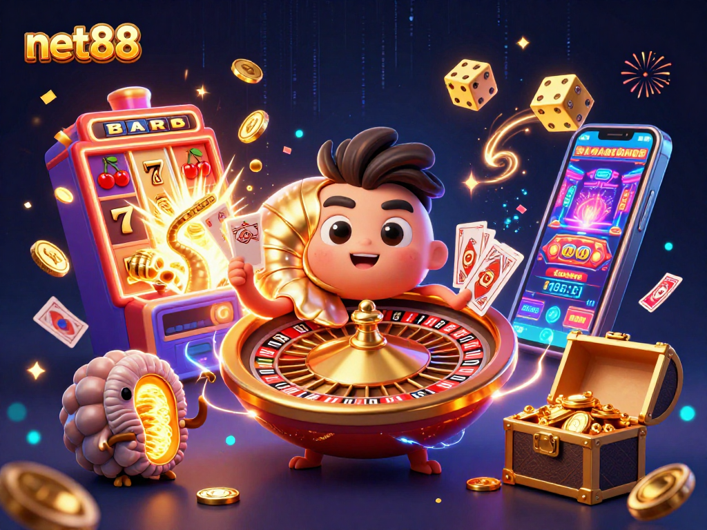 Experience excitement at net88 with a vibrant casino scene featuring a magical nautilus and exciting jackpot action.