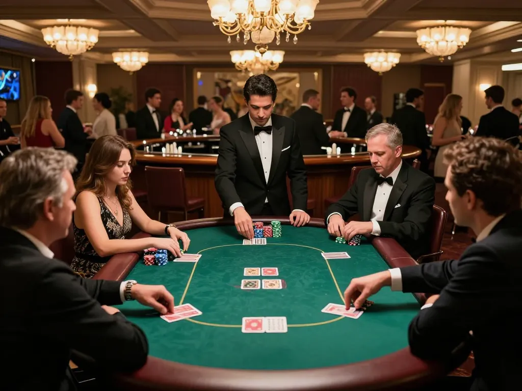 Experience ดูหนังออนไลน์ฟรี while enjoying a thrilling poker game with strategic players at an upscale casino.