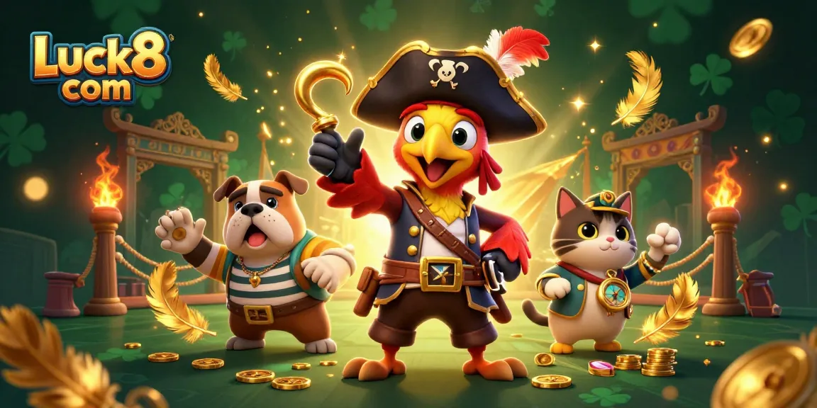Experience thrilling gaming adventures at Luck8 com with vibrant 3D characters and casino elements.