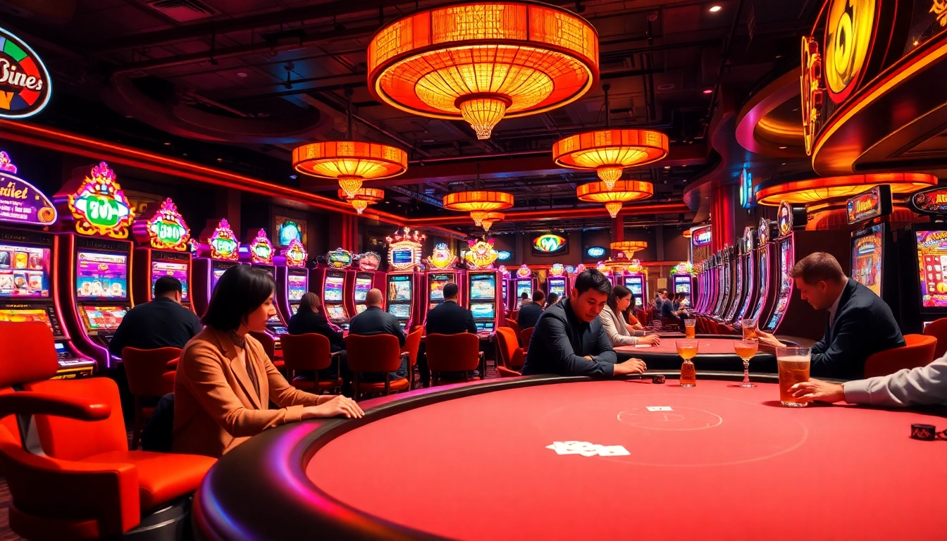 Erlebe die aufregende Welt von casino spiele.de mit lebendigen Spielautomaten und Kartentischen.