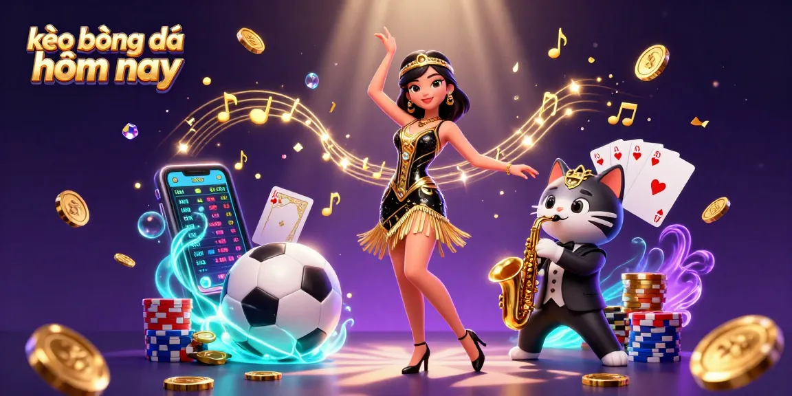 Engage in kèo bóng đá hôm nay with a captivating casino scene featuring vibrant characters and casino elements.