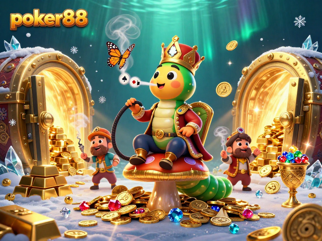 Mainkan poker88 dengan ilustrasi 3D yang menunjukkan karakter unik dan elemen kasino yang kaya.