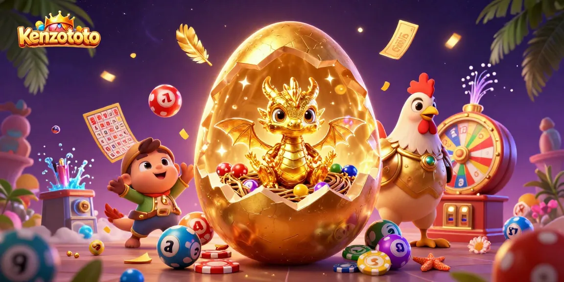 Engage with kenzototo's magical slot gaming experience, featuring golden dragons and vibrant lottery elements.