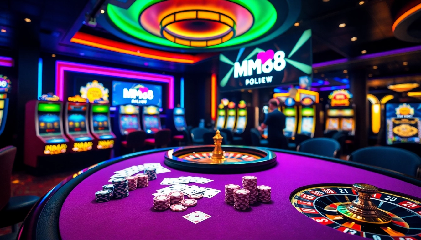 Excitement of MM88 HOW poker action with colorful chips and cards at a vibrant casino table.