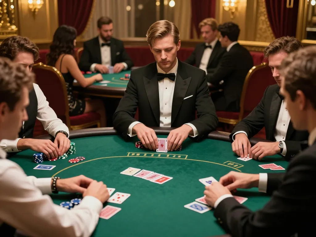 Strategic high-stakes poker action at tr88 with focused players and dealer shuffling cards