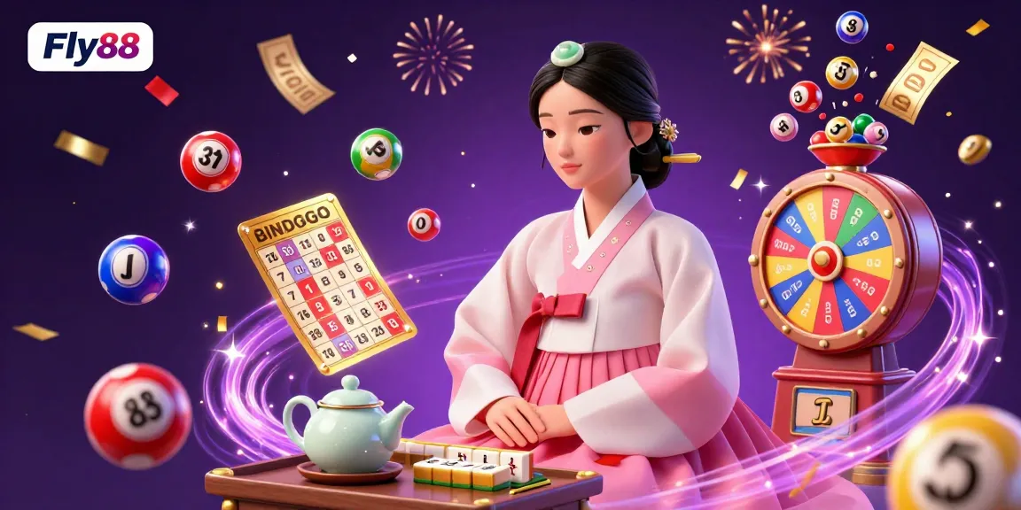 Engage in thrilling games at Fly88 with a vibrant 3D illustration showcasing exciting lottery elements.