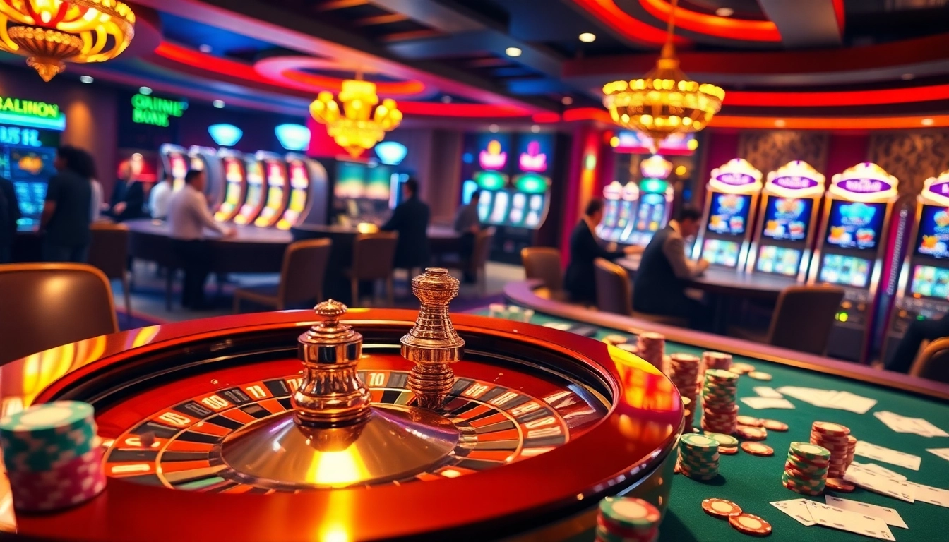Enjoy thrilling gameplay at https://gg88.gold/ with a vibrant casino scene featuring roulette and poker chips.