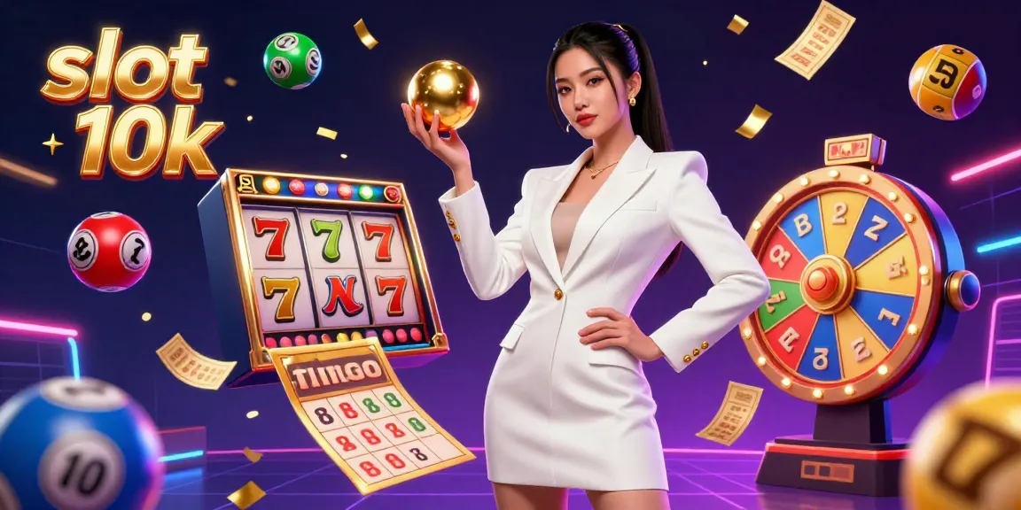 Experience the thrill of slot 10k with vibrant spinning reels and dynamic casino elements.