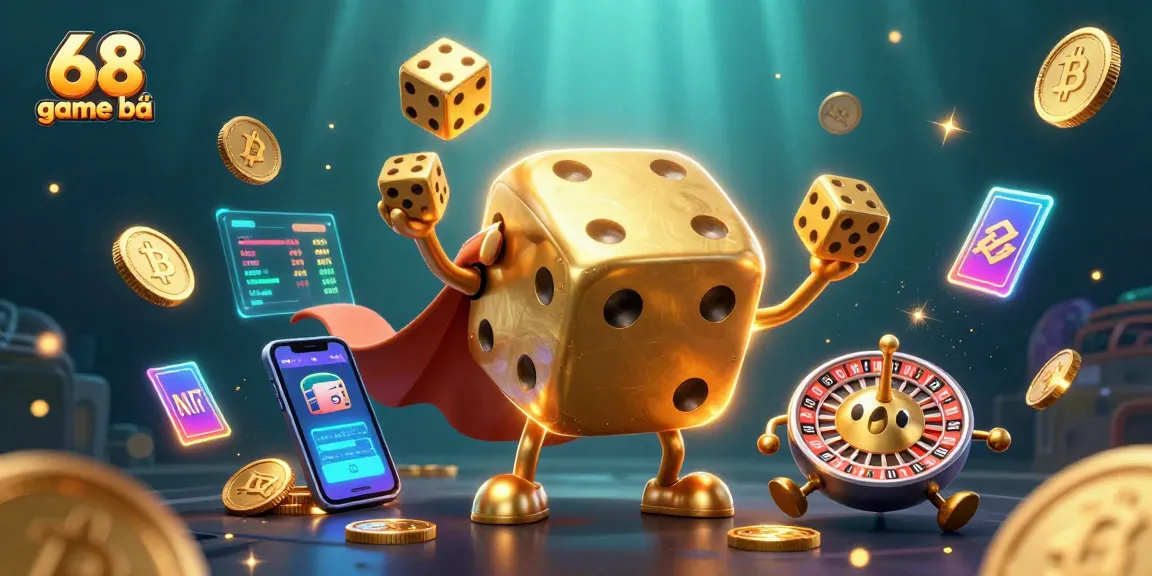 Engage in thrilling 68 game bài while interacting with a dynamic casino scene filled with vibrant 3D elements.