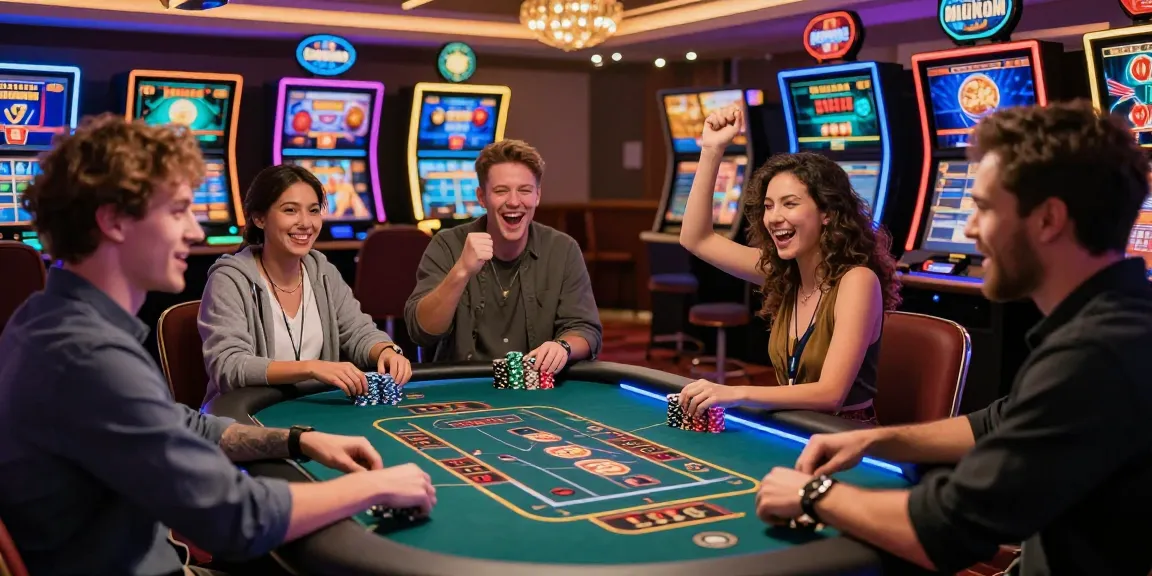 Exciting gaming atmosphere at credit card casinos on https://thegbhouse.co.uk/ with engaged players and vibrant lights.