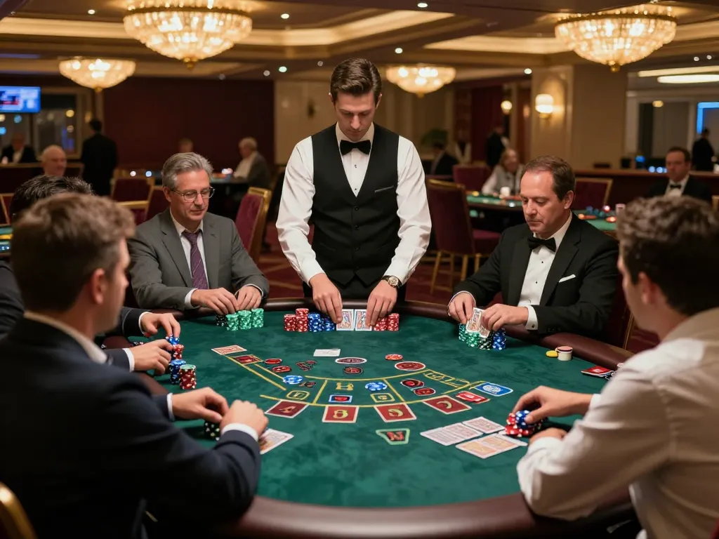 Experience bl555 excitement at a blackjack table with players engaged in dynamic gameplay.