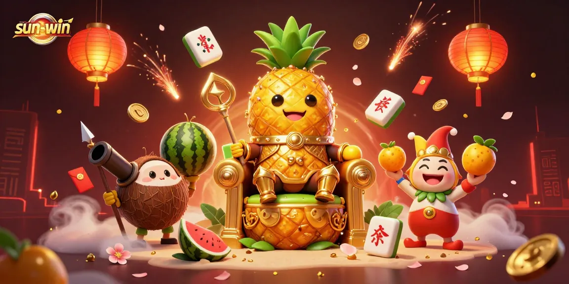 Join the sun-win adventure with vivid casino-themed 3D characters in a vibrant beach casino setting.