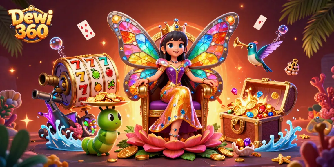 Dewi 360 menangkan slot dengan karakter kartun ratu kupu-kupu dalam ilustrasi 3D