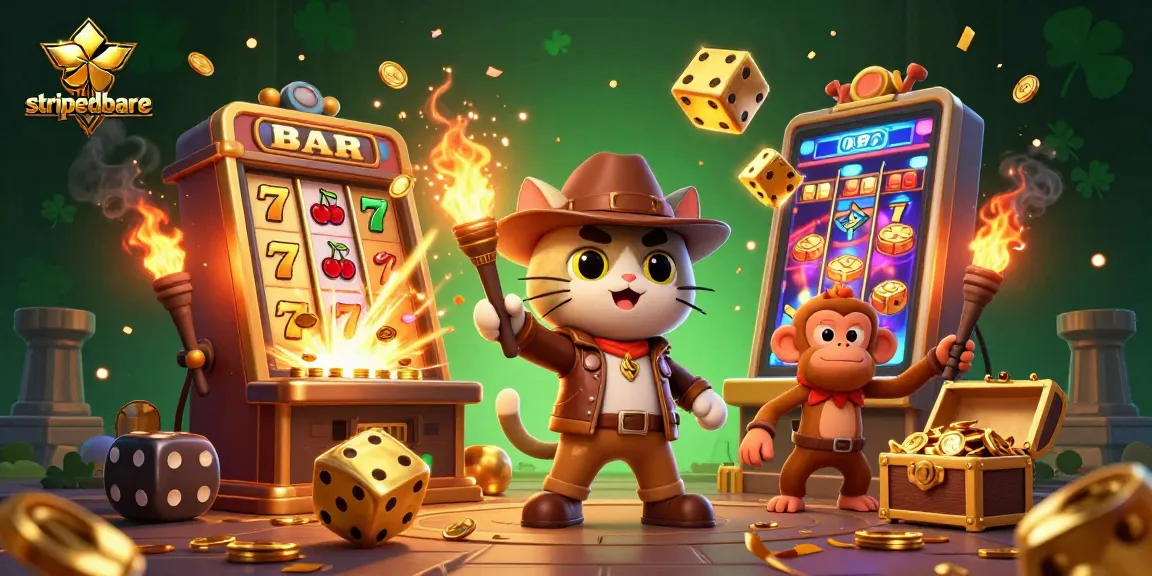 Menangkan slot di strippedbare dengan berbagai simbol dan jackpot berkilauan dalam ilustrasi penuh warna.