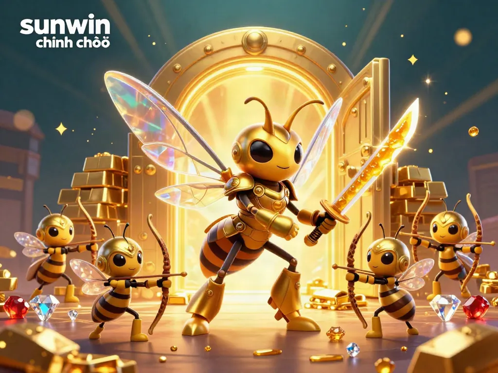 Engage in excitement with sunwin chính chủ, showcased through a vibrant 3D casino scene featuring treasure elements.