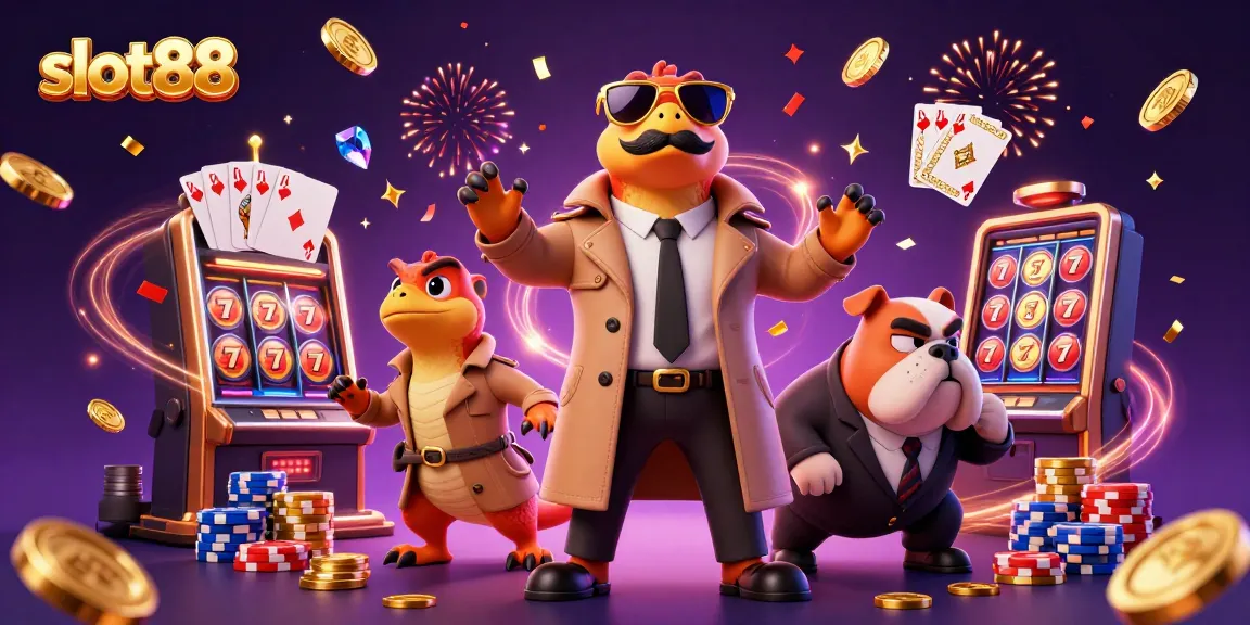 Slot88 menampilkan raptor kartun ketiga berpura-pura menjadi orang tinggi di kasino VIP.