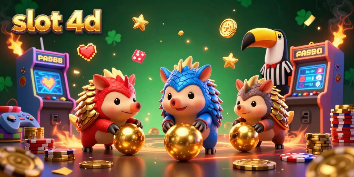 Experience thrilling gameplay with slot 4d, where colorful pangolins roll through golden poker chips in this dynamic casino illustration.