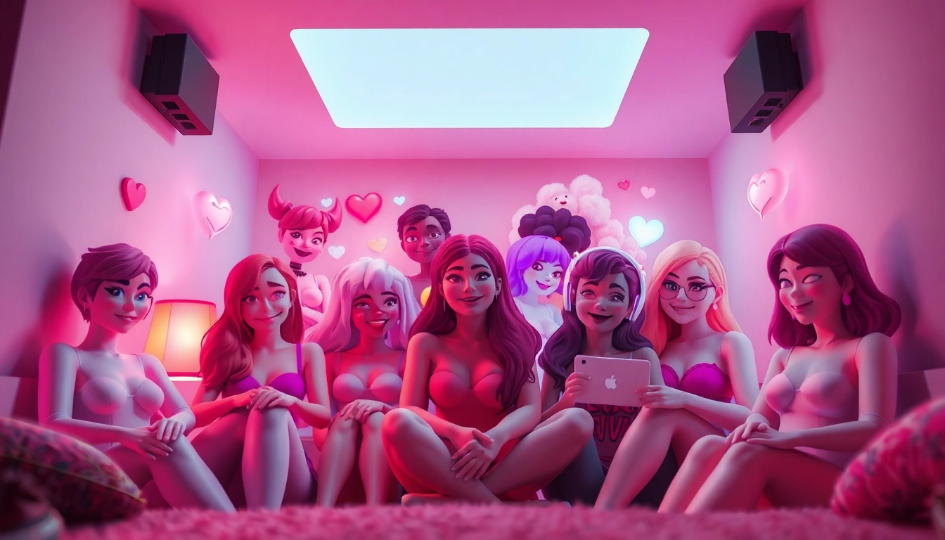 Engaging scene depicting free AI sex chat with playful avatars and inviting ambiance.