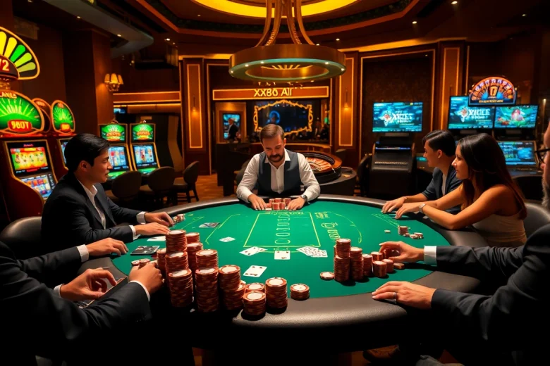 Join a high-stakes poker game at XX88.AI, where striking visuals and intense action meet luxury gaming.