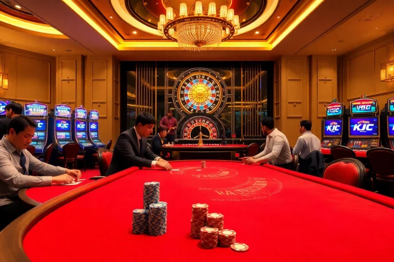 Engaged players enjoying a vibrant casino atmosphere, representing LIÊN MINH KJC's dynamic gaming experience.