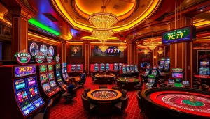 Experience the excitement of gambling with 7C77 in a vibrant casino setting.